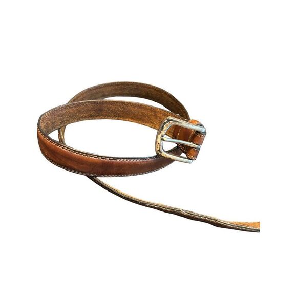Dockers 2574 Brown Leather Belt With Brass Buckle 47 inch - Picture 1 of 11